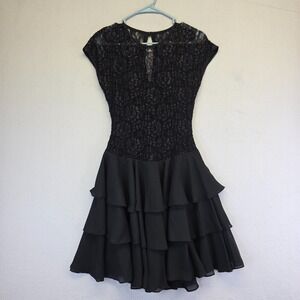 Late Edition Dress Womens 0‎ XXS Y2K Black Floral Lace Whimsigoth Steampunk Goth